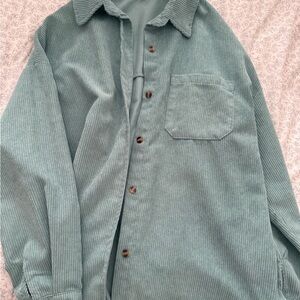 Green/Blue Corduroy Button-Up Shirt